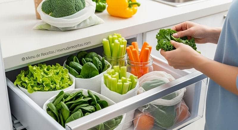 Aprenda técnicas simples para conservar verduras e legumes frescos na geladeira.