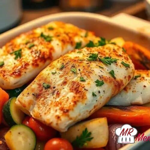 Tilápia ao forno com legumes