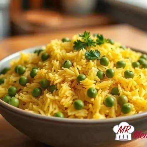 Arroz de açafrão com ervilhas