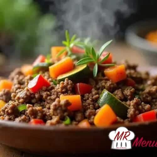 Carne moída refogada com legumes
