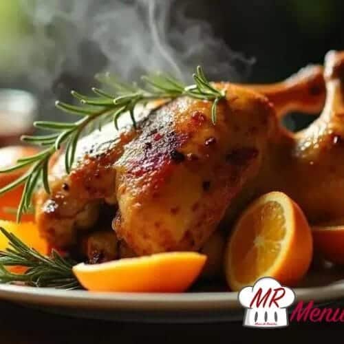 Frango com laranja e alecrim