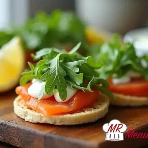Mini wrap de salmão e rúcula