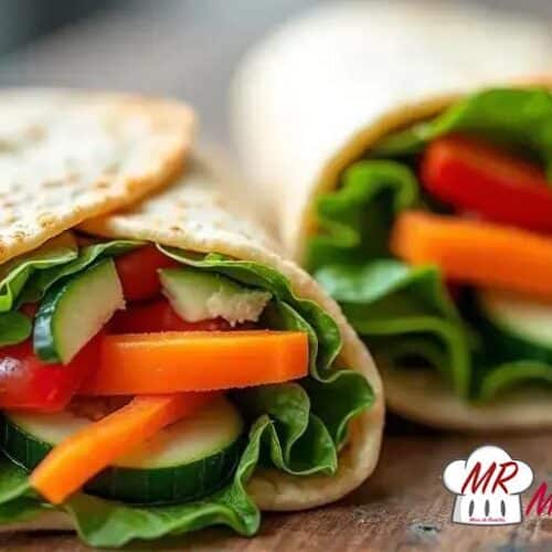 Wrap de hummus e vegetais