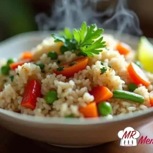 Arroz de coco com legumes