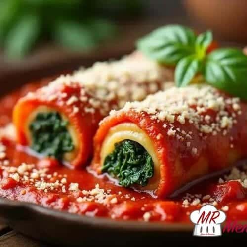 Canelone de ricota e espinafre ao sugo