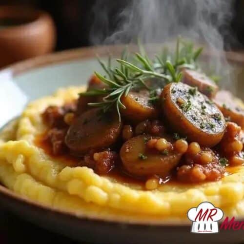 Polenta com ragu de cogumelos