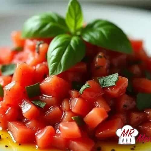 Tartar de tomate com manjericão