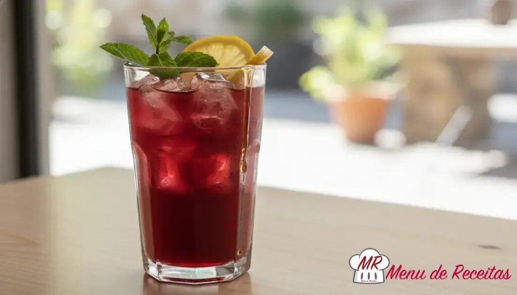 Chá gelado de hibisco energético