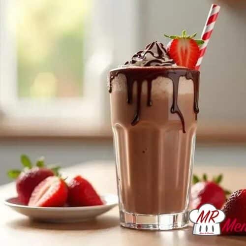 Milkshake de chocolate com morango