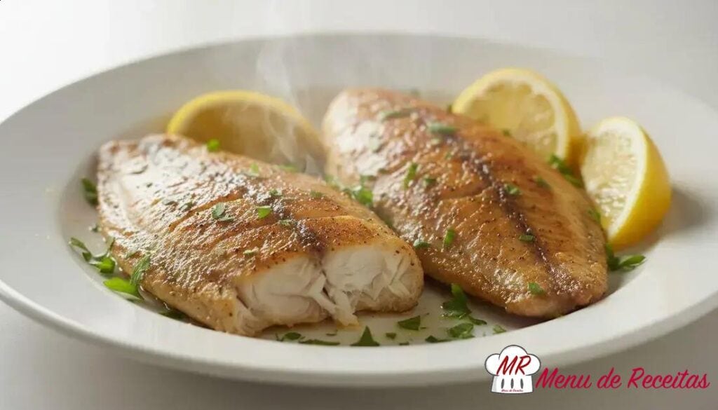 Tilápia temperada com alho na air fryer