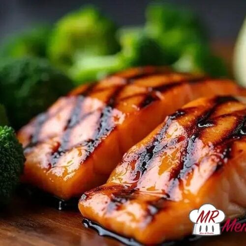 Salmão grelhado com brócolis