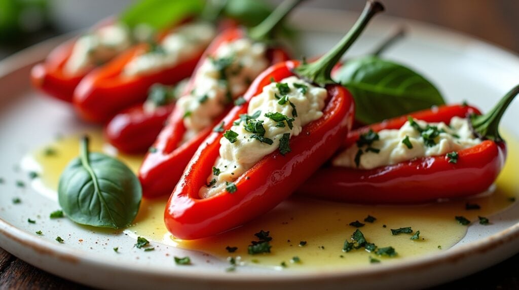 Pimientos del piquillo recheados com ricota e ervas