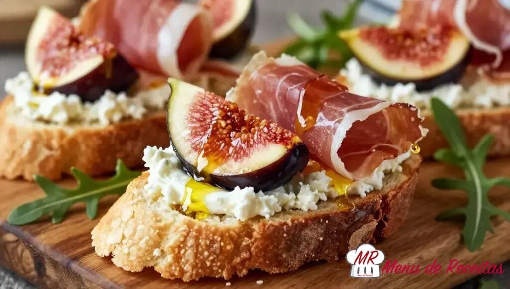 Bruschetta de figo com presunto cru