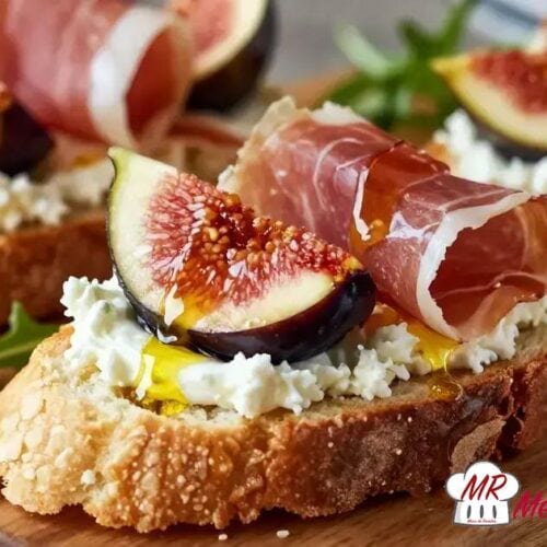 Bruschetta de figo com presunto cru