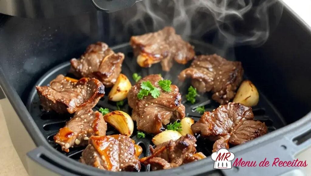 Carne com alho na Air Fryer