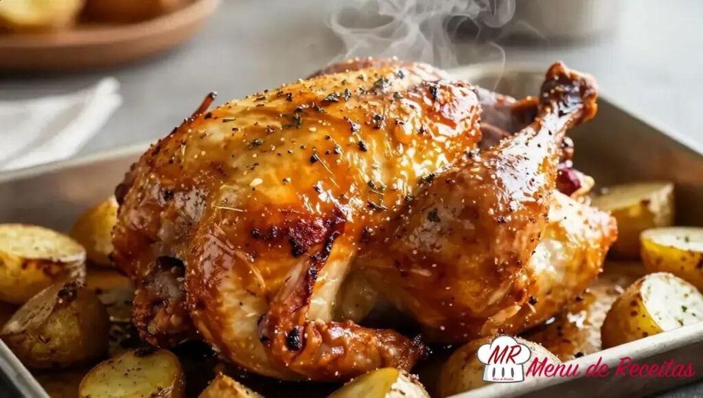 Frango assado com batatas