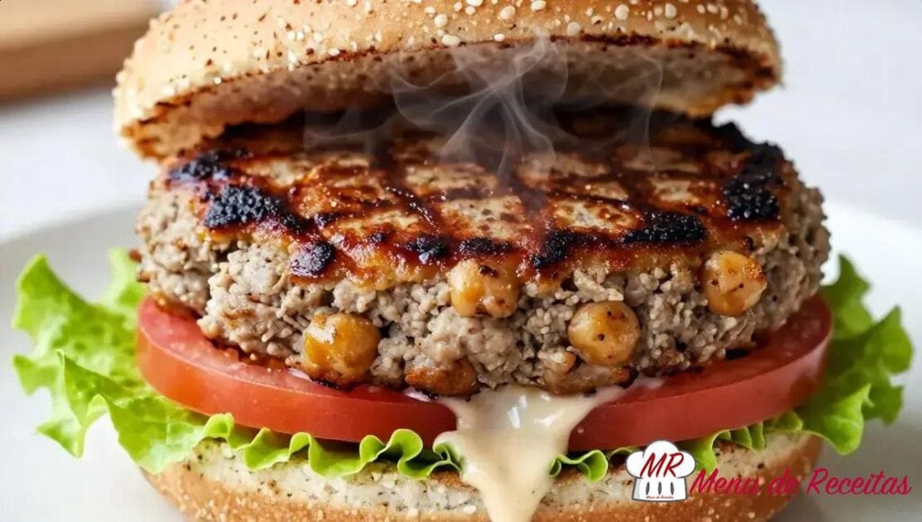 Hambúrguer vegano de grão-de-bico
