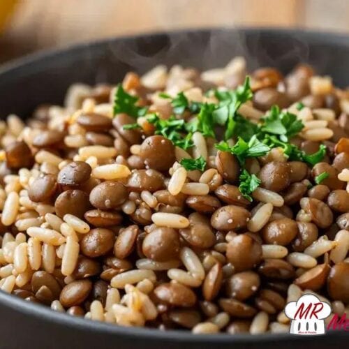 Arroz com lentilha vegano