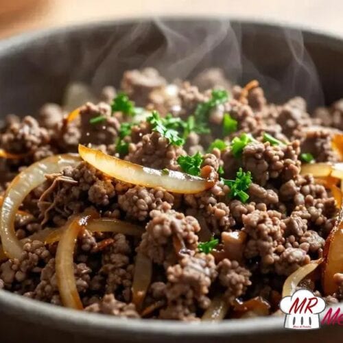 Carne moída com cebola