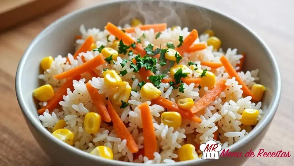 Arroz com cenoura e milho