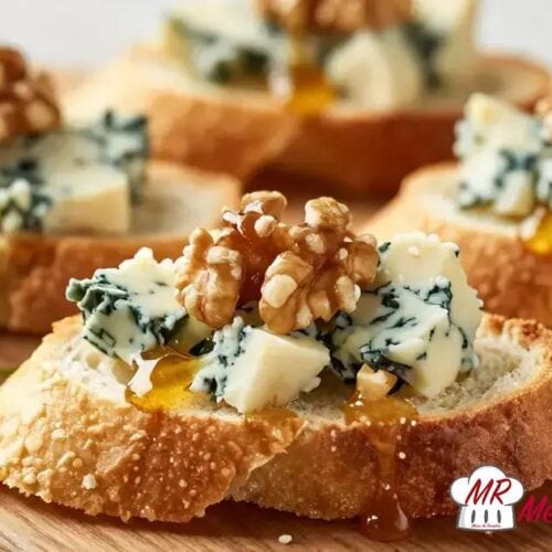 Canapé de queijo azul com nozes