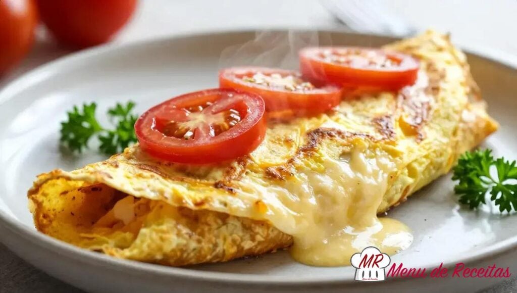 Omelete de queijo com tomate