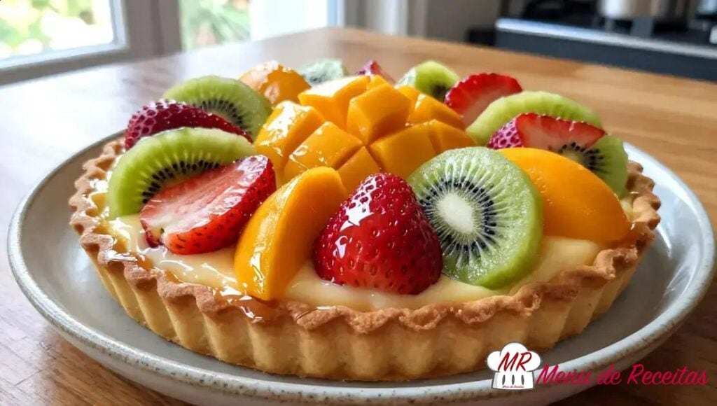 Torta de frutas com creme