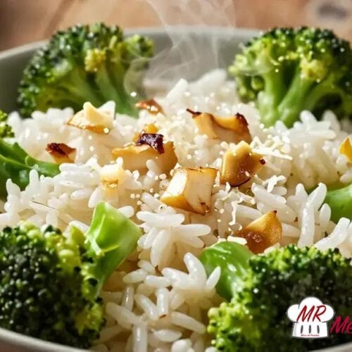 Arroz com brócolis e alho