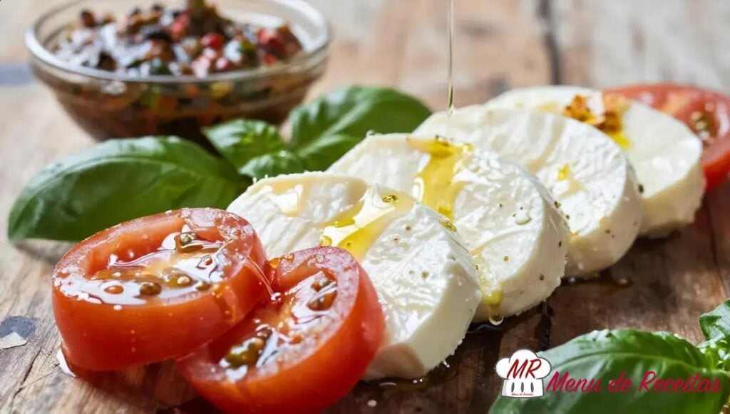 Salada caprese com pesto