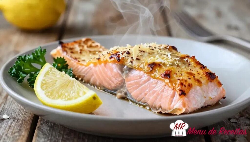 Salmão com crosta de parmesão