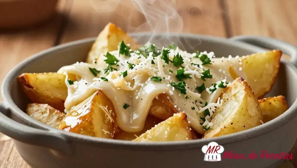 Batata com queijo dourada na Air Fryer