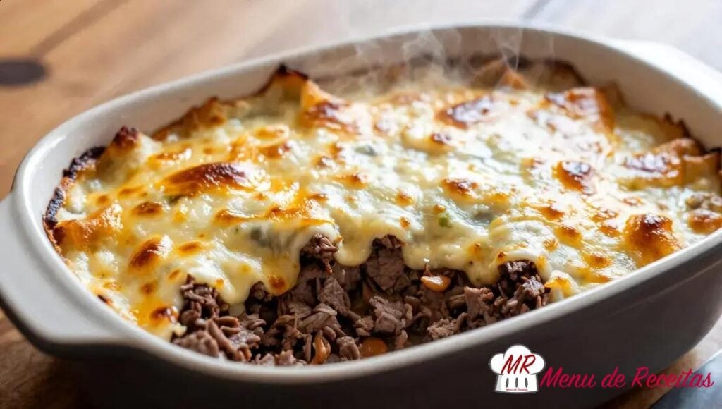 Carne moída com queijo gratinado