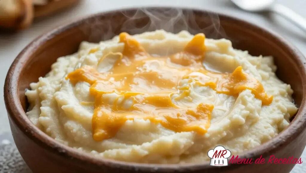 Purê de mandioca com queijo