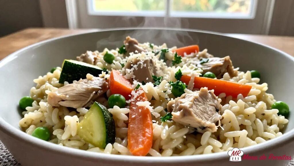 Risoto de frango com legumes